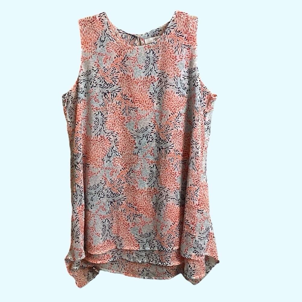 Fever Tank Blouse‎ Women's Size S Double Layer Shirt Top Floral Orange